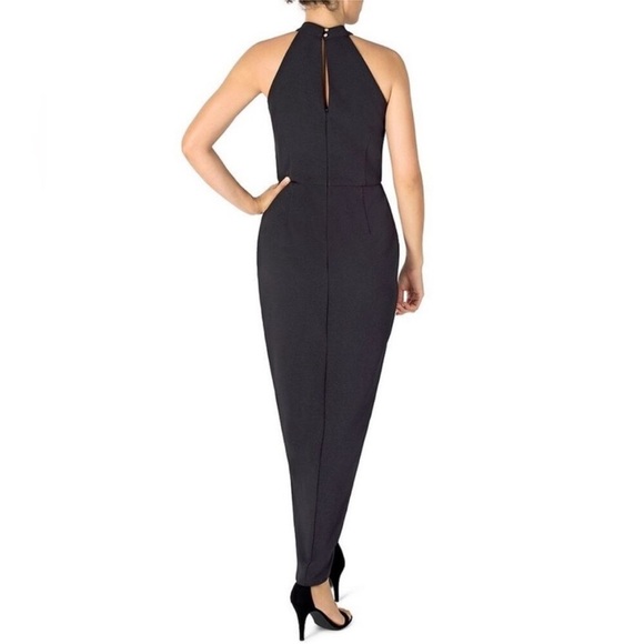 NWT Julia Jordan Knot Halter Neck Sleeveless Faux Wrap Tulip Hem Midi Size 14 - Picture 2 of 3